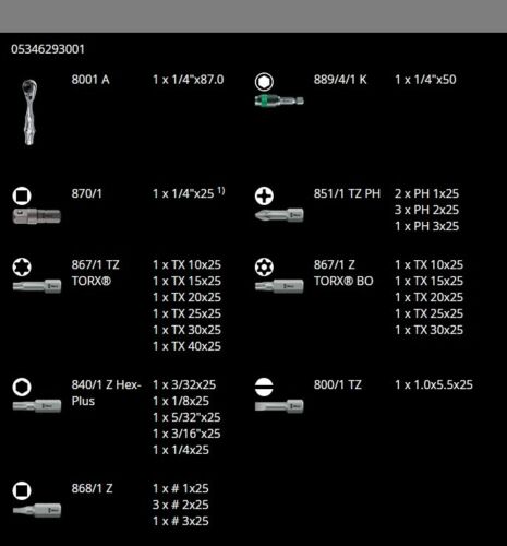 Wera Zyklop Mini 2 1/4" Drive Socket Wrench Bit Set