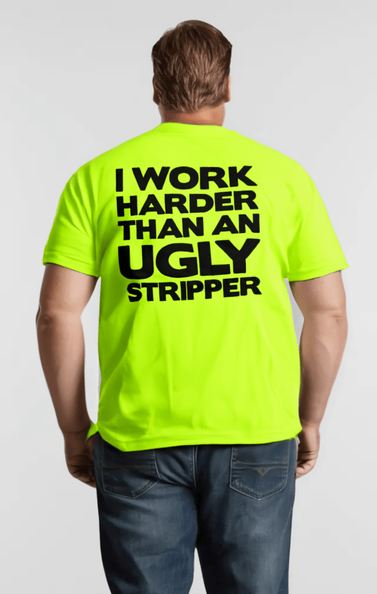 Work Harder - Safety Yellow Pocket T-Shirt