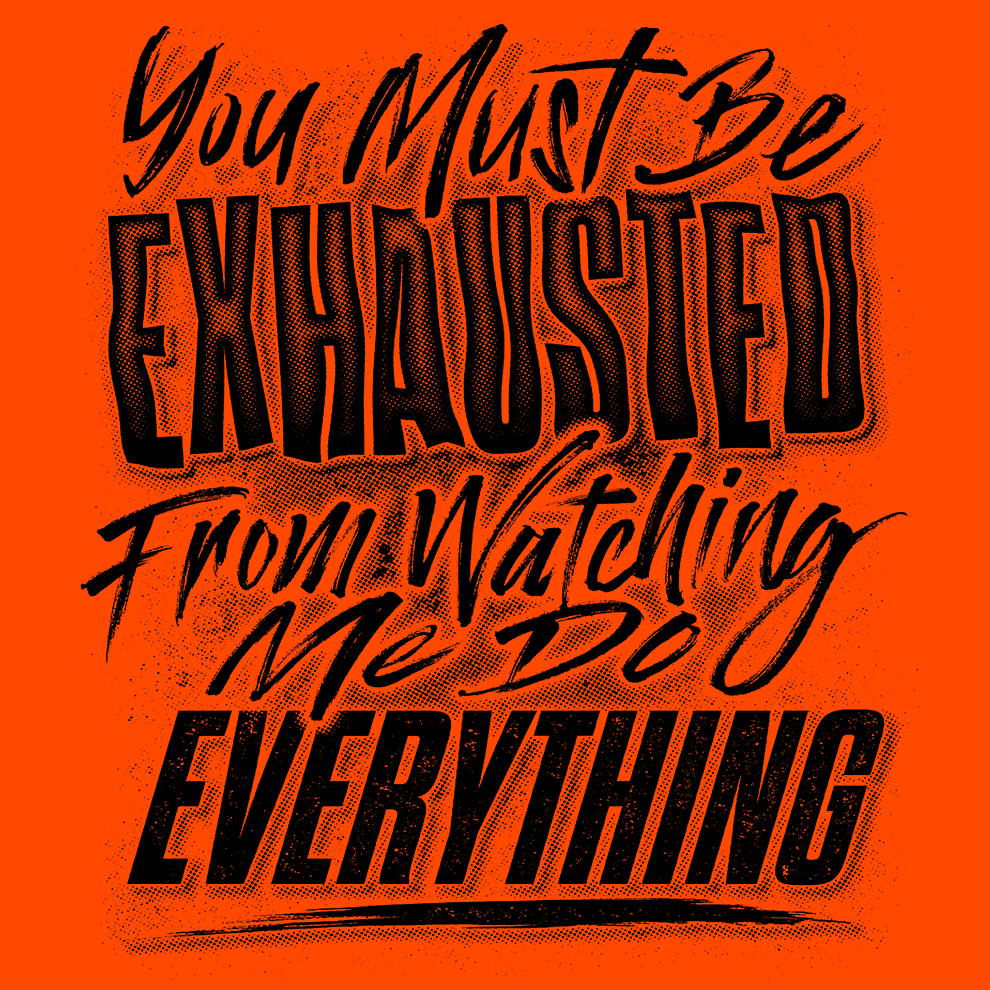 Exhausted - Safety Yellow Pocket T-Shirt