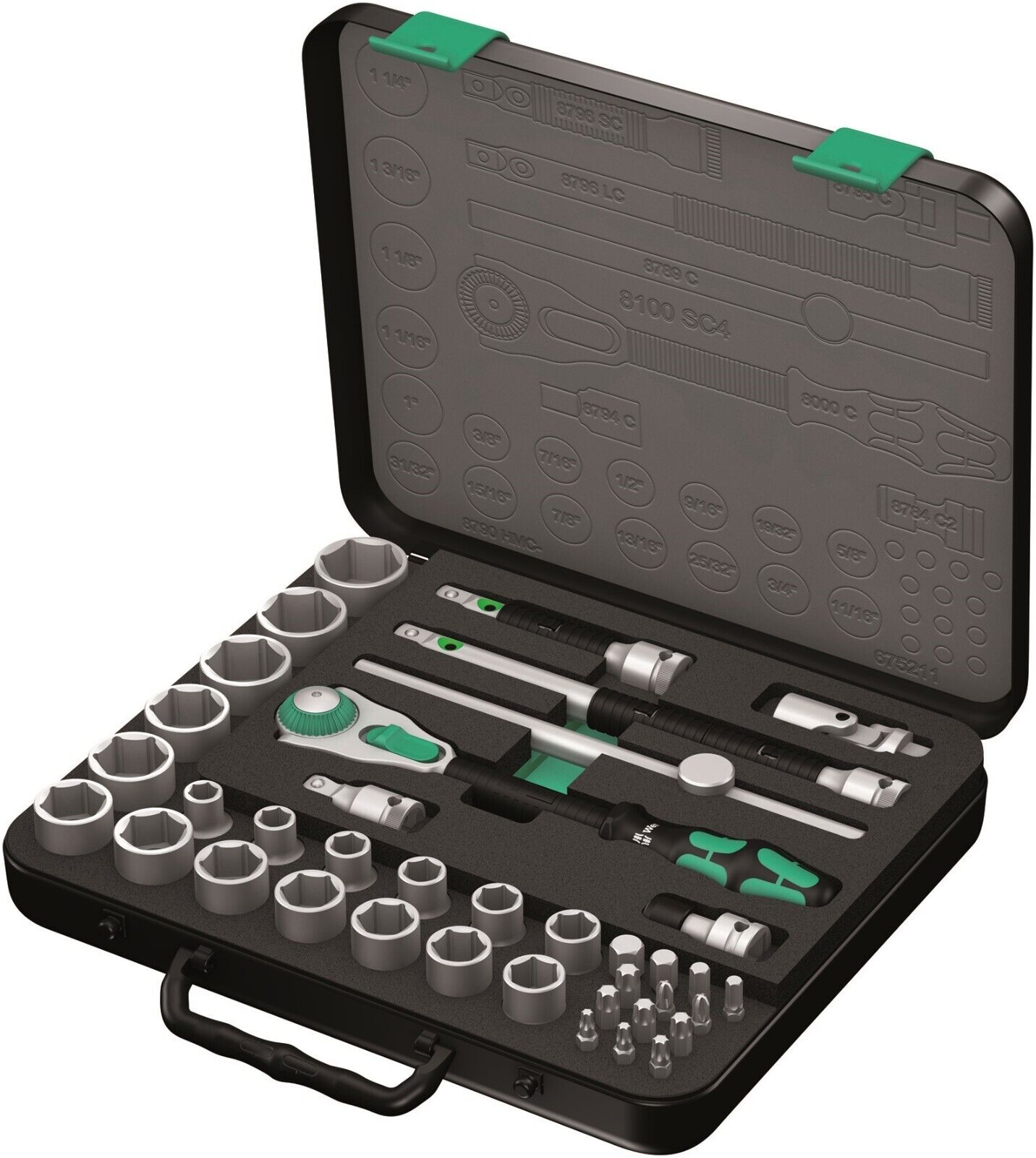 Wera 8100 SC 4 Zyklop Socket Wrench Set 1/2" Drive SAE