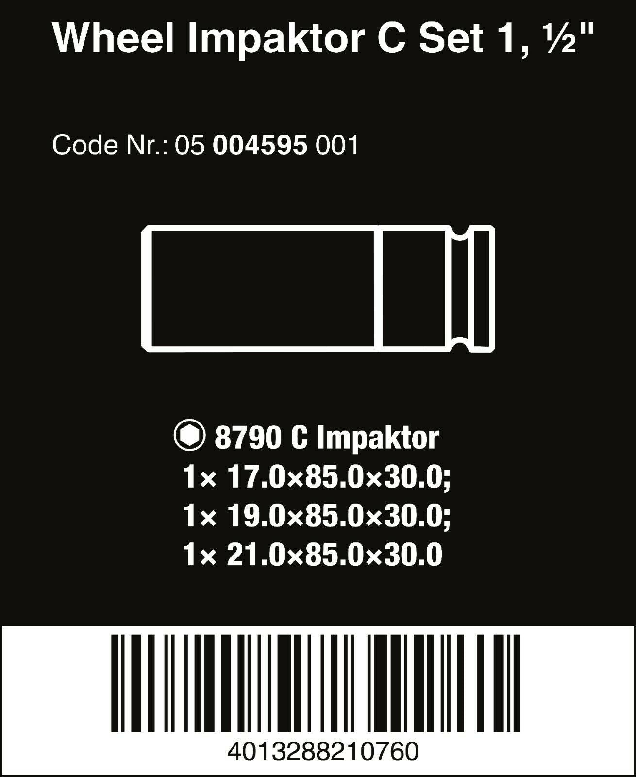 Wera 8790 Wheel Impaktor C Set 1 Socket Set 3 Piece 1/2" Drive