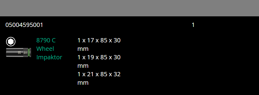 Wera 8790 Wheel Impaktor C Set 1 Socket Set 3 Piece 1/2" Drive