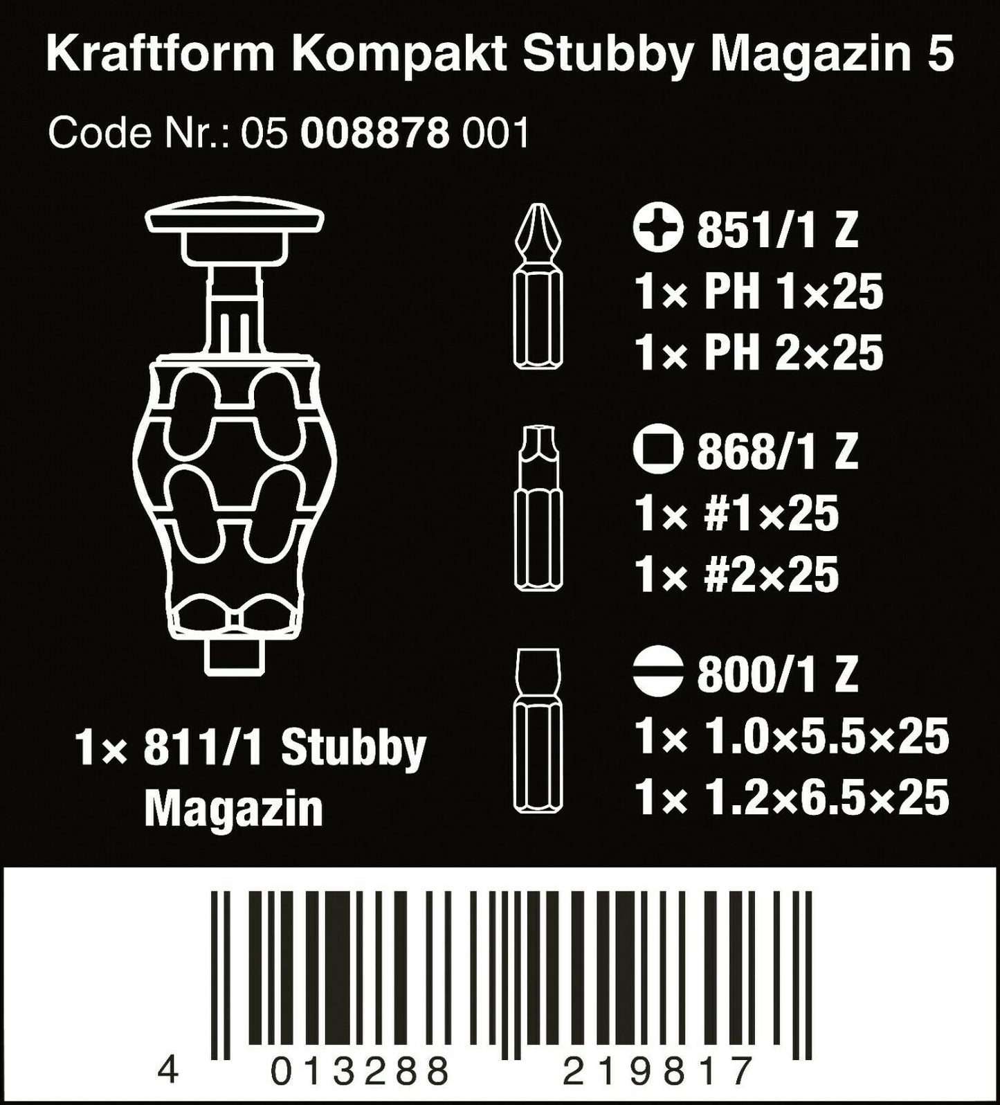 Wera Kraftform Kompakt Stubby Magazine 5 Screwdriver Set
