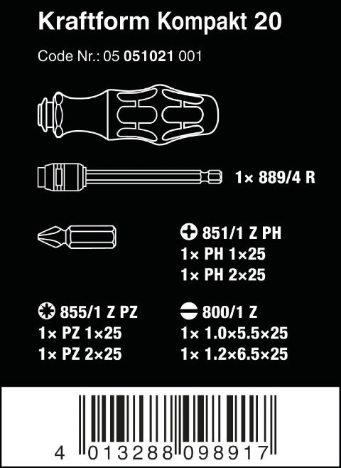 Wera Kraftform Kompakt 20 Combination Driver Magazine and Pouch Set