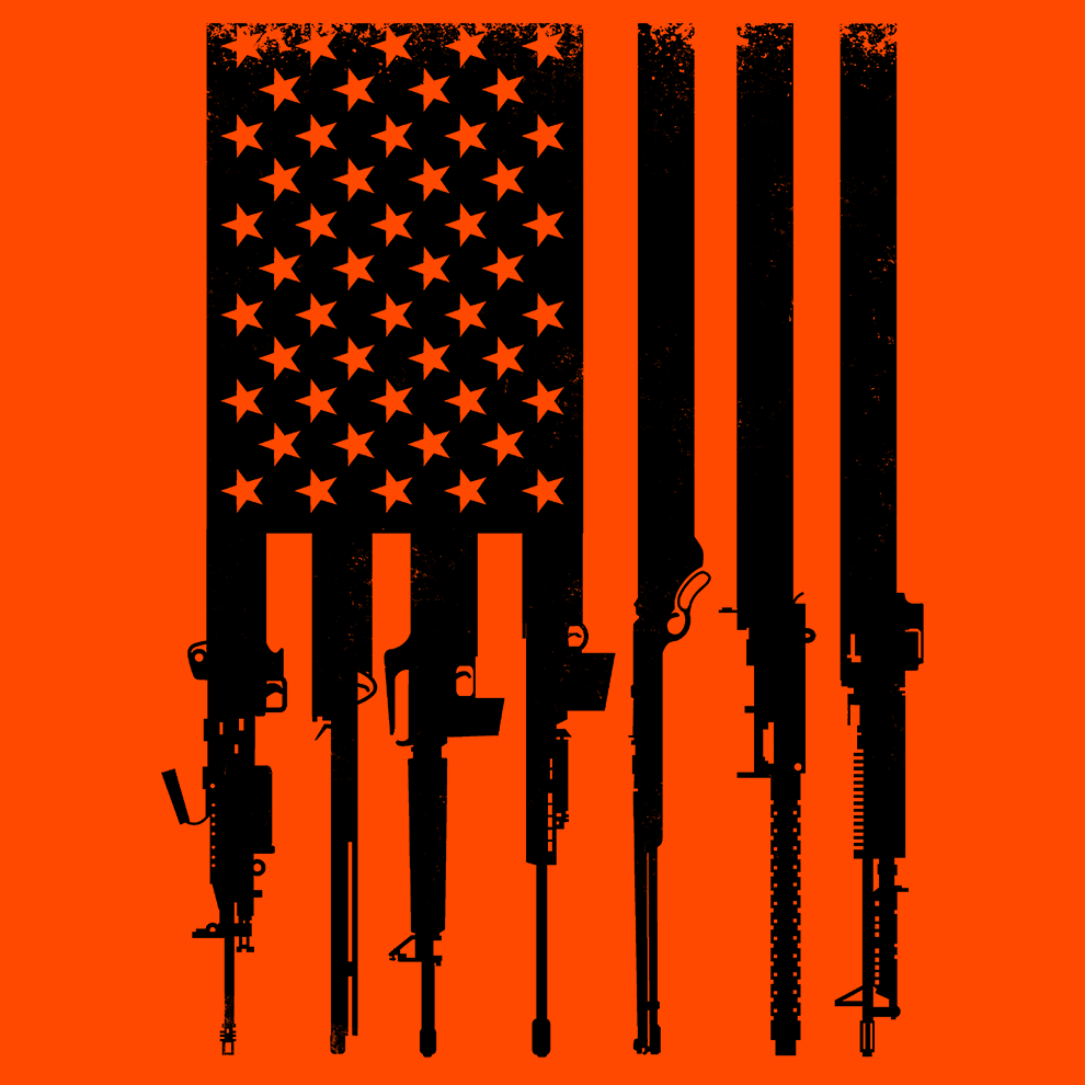 Rifle Flag - Safety Yellow Pocket T-Shirt