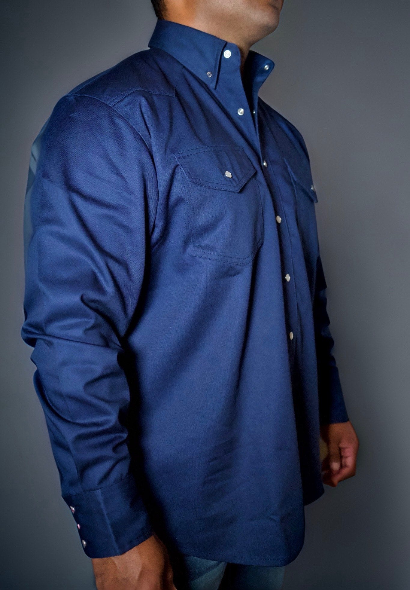 FR Western Style Pearl snap - Navy