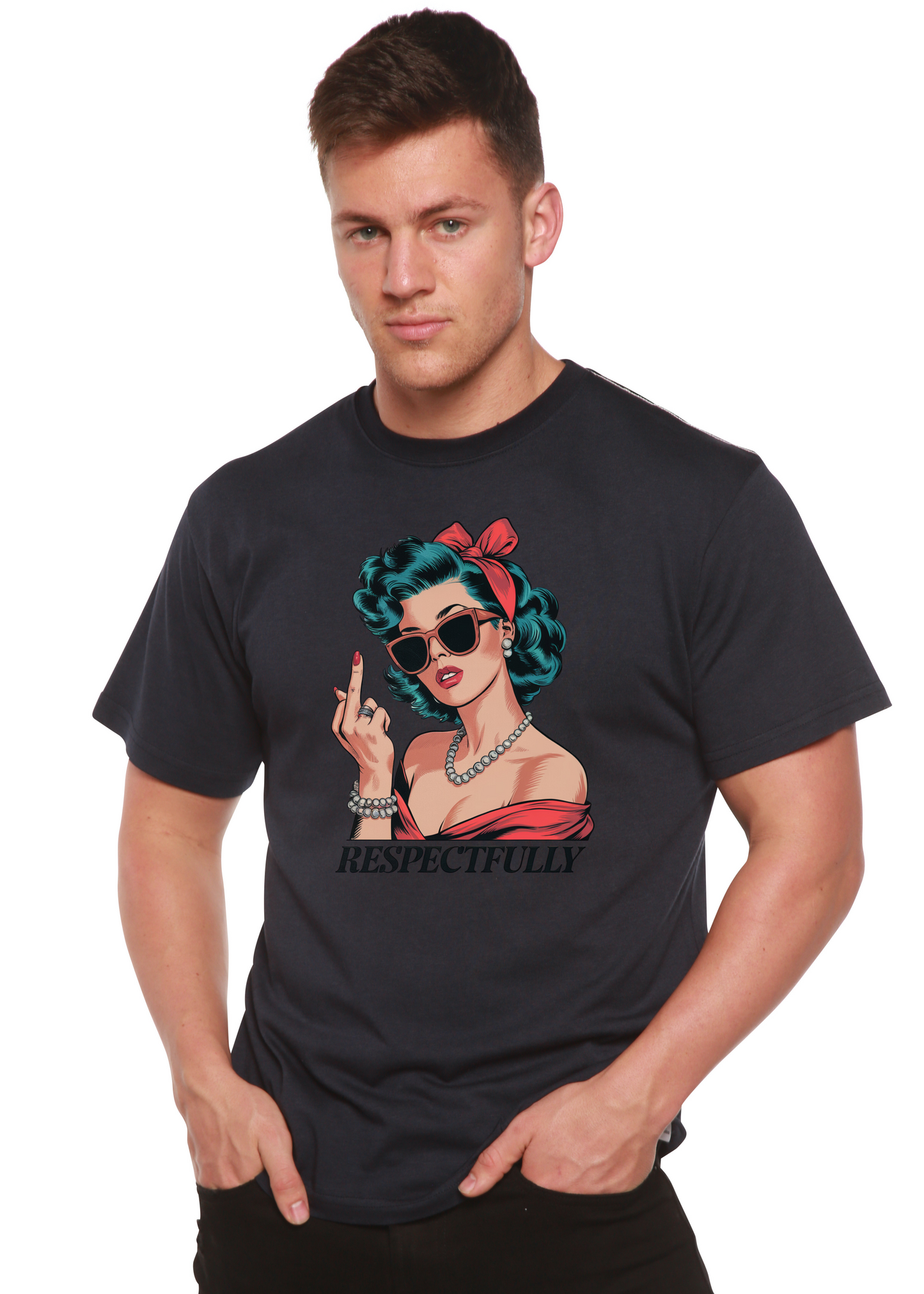 Respectfully Middle Finger Unisex Bamboo/Cotton Graphic T-Shirt