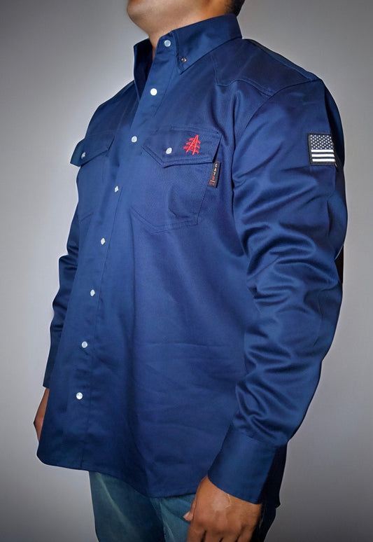 FR Western Style Pearl snap - Navy