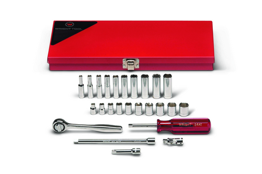 Wright Tool 6 Point Standard & Deep Socket Set 25 Piece 1/4" Drive Metric