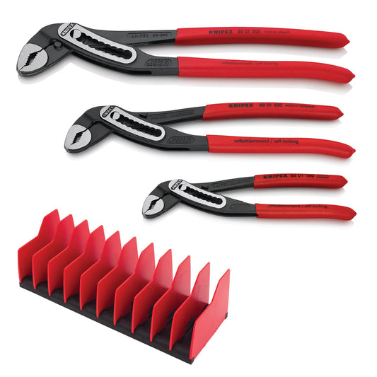 Knipex 3 Piece Alligator® Pliers Set with 10 Piece Tool Holder 9K