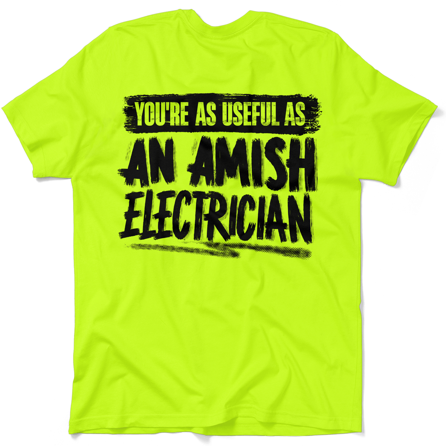 Amish Electrician - Safety Yellow Hi-Vis Pocket T-Shirt
