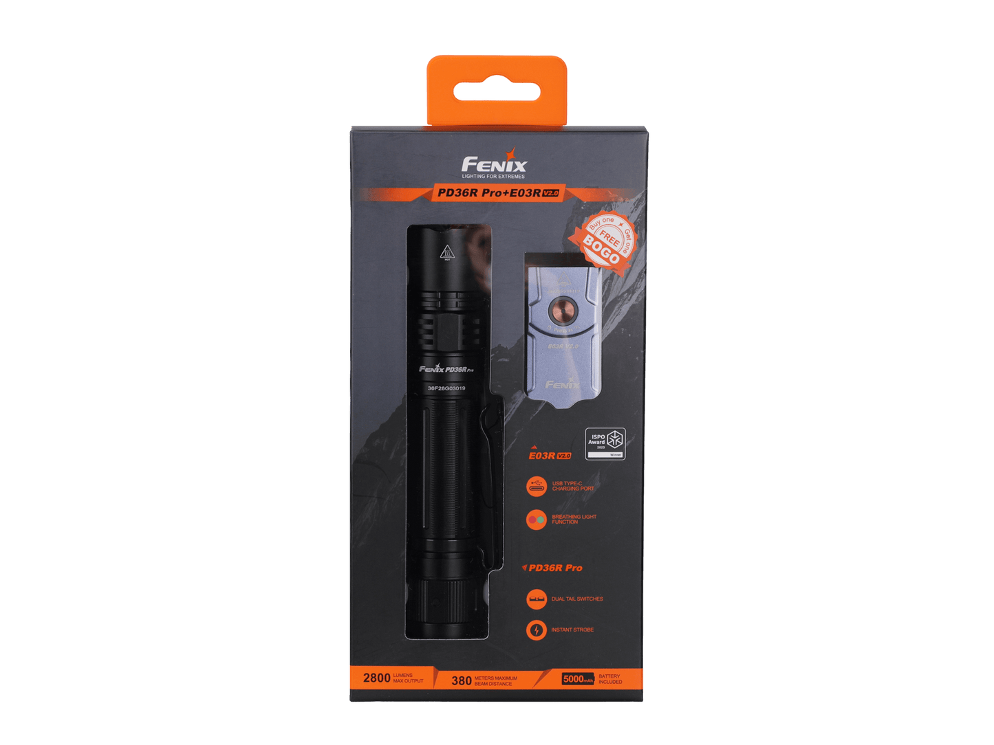 Fenix PD36R Pro 2800 Lumen Flashlight + FREE E03R V2 Keychain Light