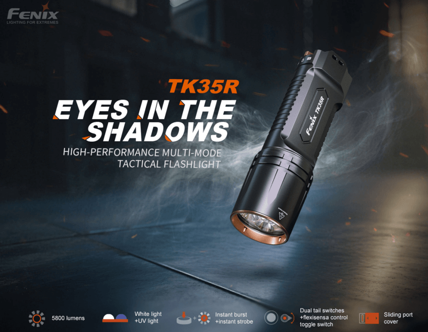 Fenix TK35R Rechargeable High-Performance Tactical Flashlight with UV Output