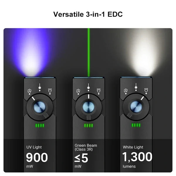 OLIGHT Arkfeld Pro Flat EDC Flashlight with LED Light UV and Laser - Black