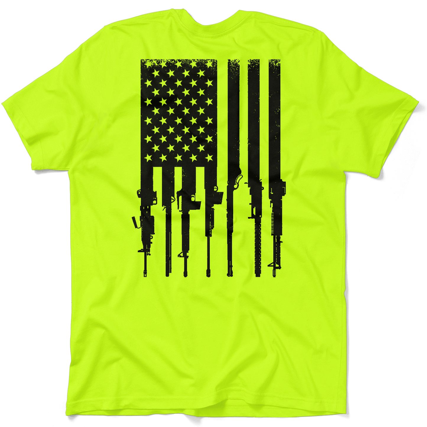 Rifle Flag - Safety Yellow Pocket T-Shirt