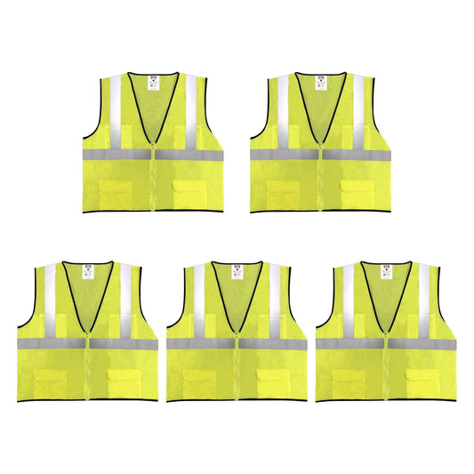 Safety Main 05EAMYZ Economy Vest, Class 2, All Mesh, Hi-Vis Yellow, Pack of 5