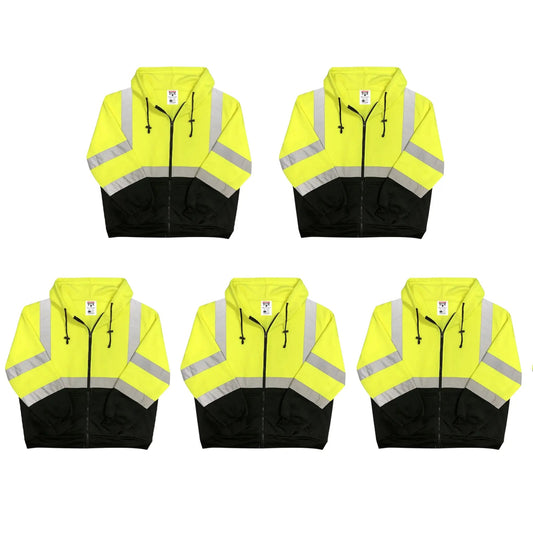 Safety Main 05LWJYB Lightweight Jacket, Class 3, Hi-Vis Yellow with Black Bottom, Pack of 5