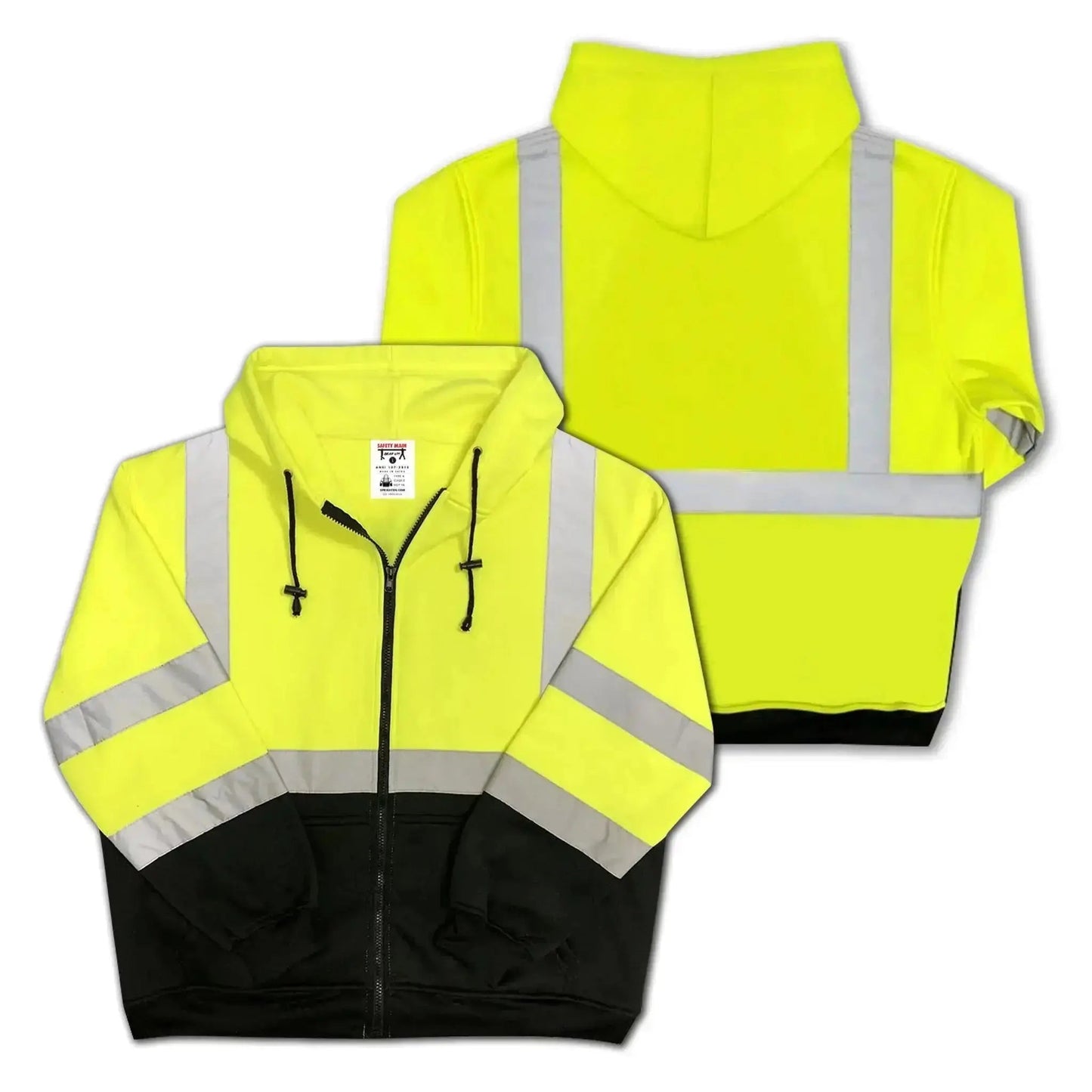 Safety Main 05LWJYB Lightweight Jacket, Class 3, Hi-Vis Yellow with Black Bottom, Pack of 10