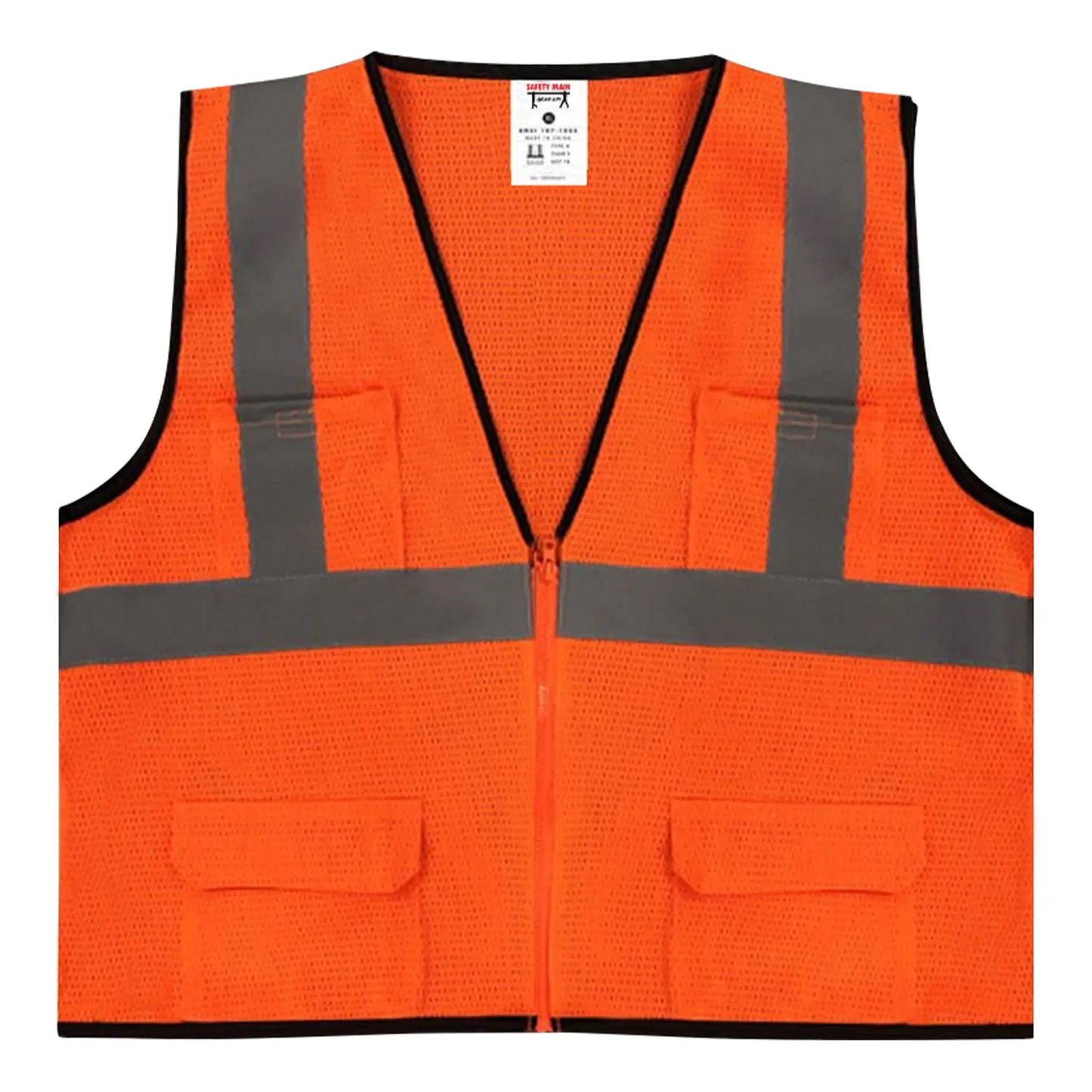 Safety Main 05EAMO Economy Vest, Class 2, All Mesh, Hi-Vis Orange, Pack of 3