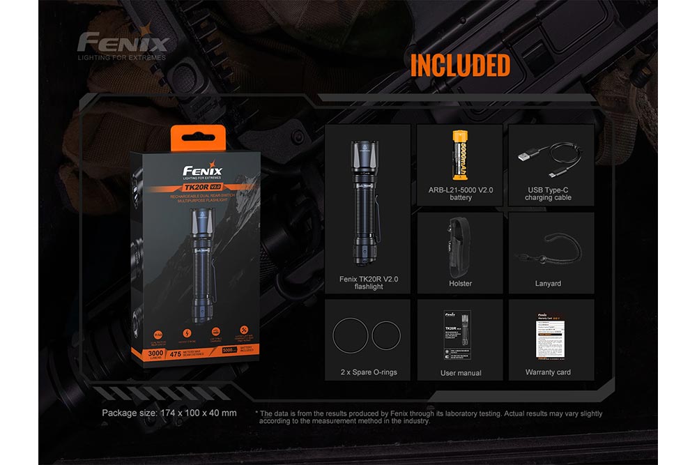 Fenix TK20R V2.0 Rechargeable Flashlight with FREE T5 Tactical Pen