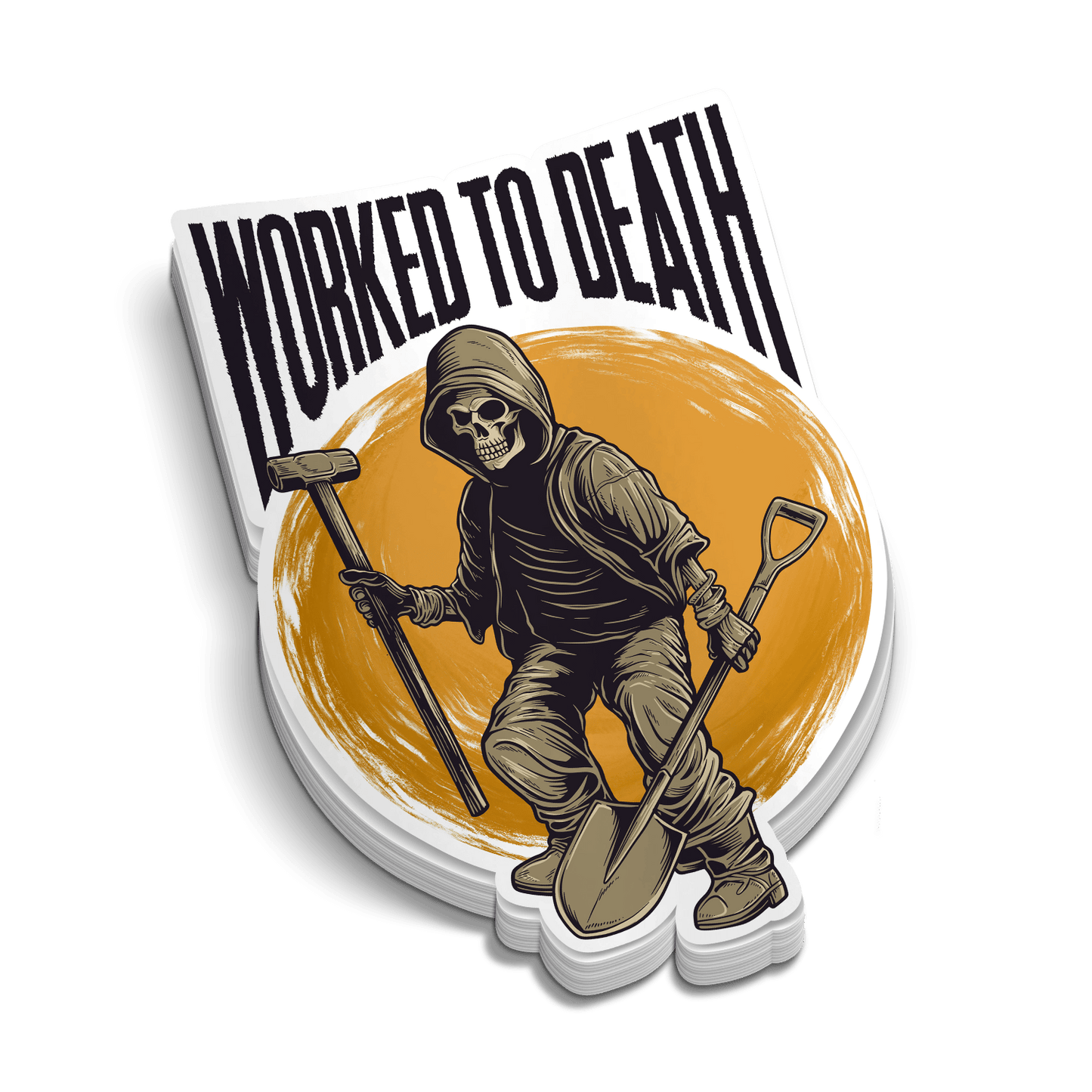 Worked To Death - Hard Hat Sticker