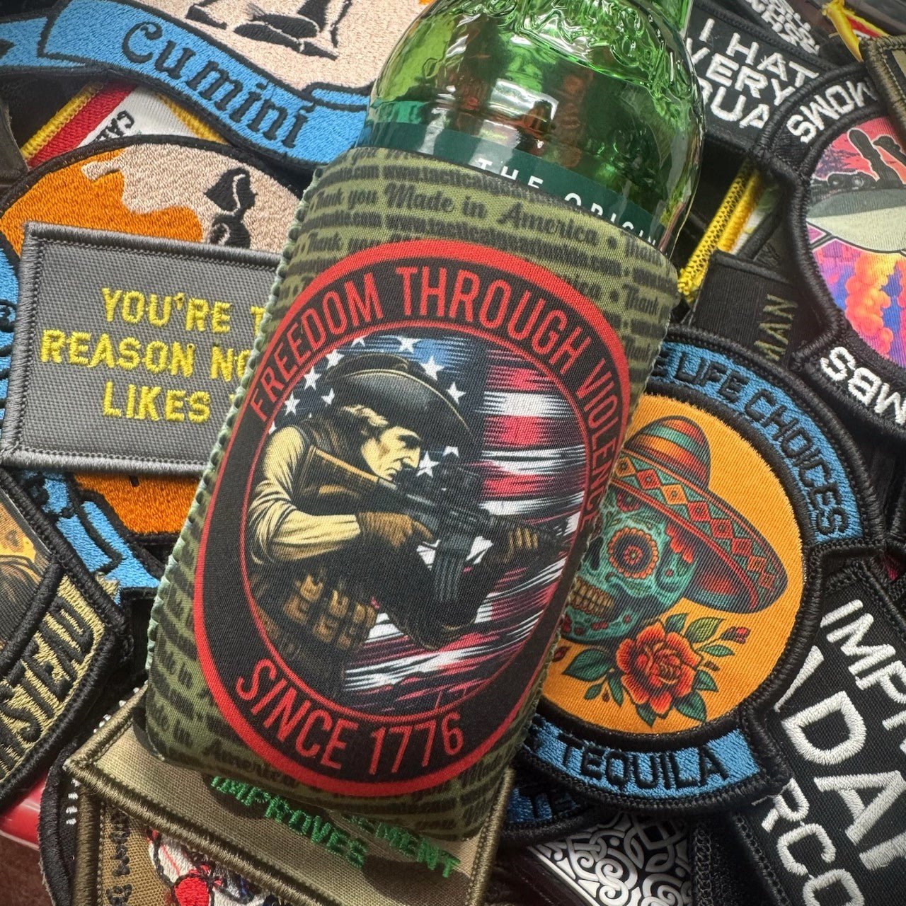 TGJ Neoprene TactiCooler - Freedom Through Violence Since 1776 - July 2025 POTM