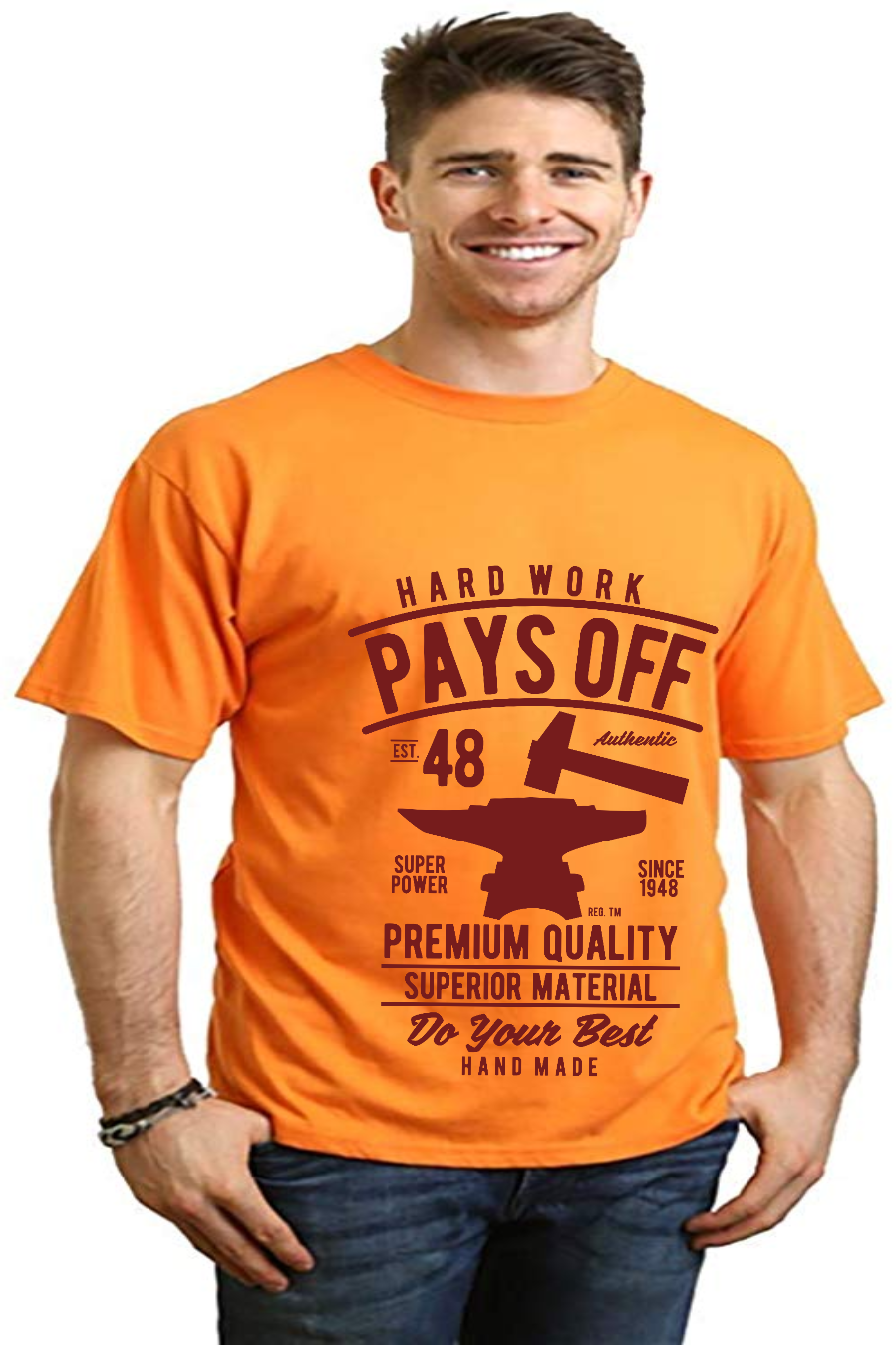 Hard Work Pays Men's Bamboo Viscose/Organic Cotton Short Sleeve Graphic T-Shirt