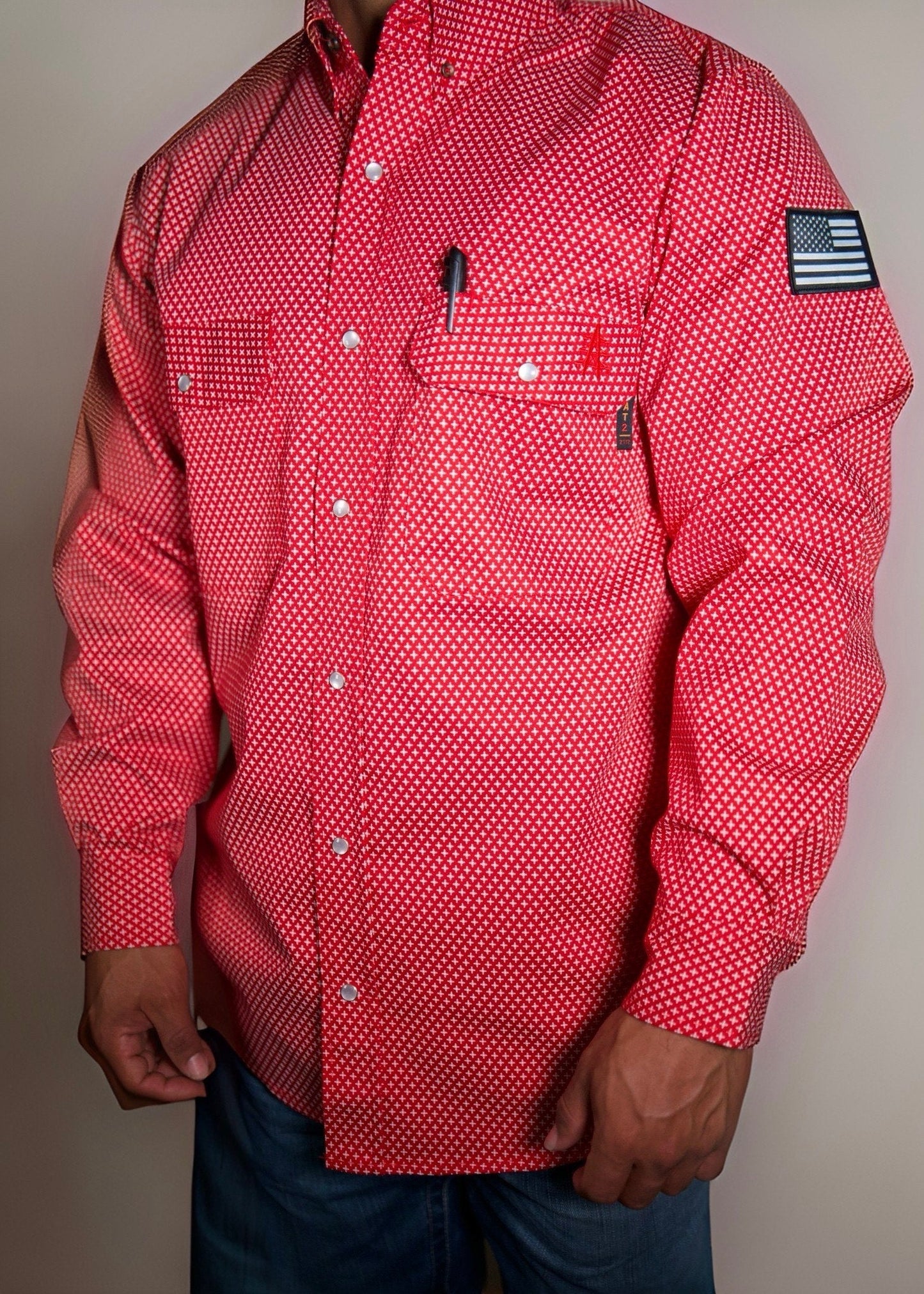 FR Pearl Snap Work shirt - Alpha Red
